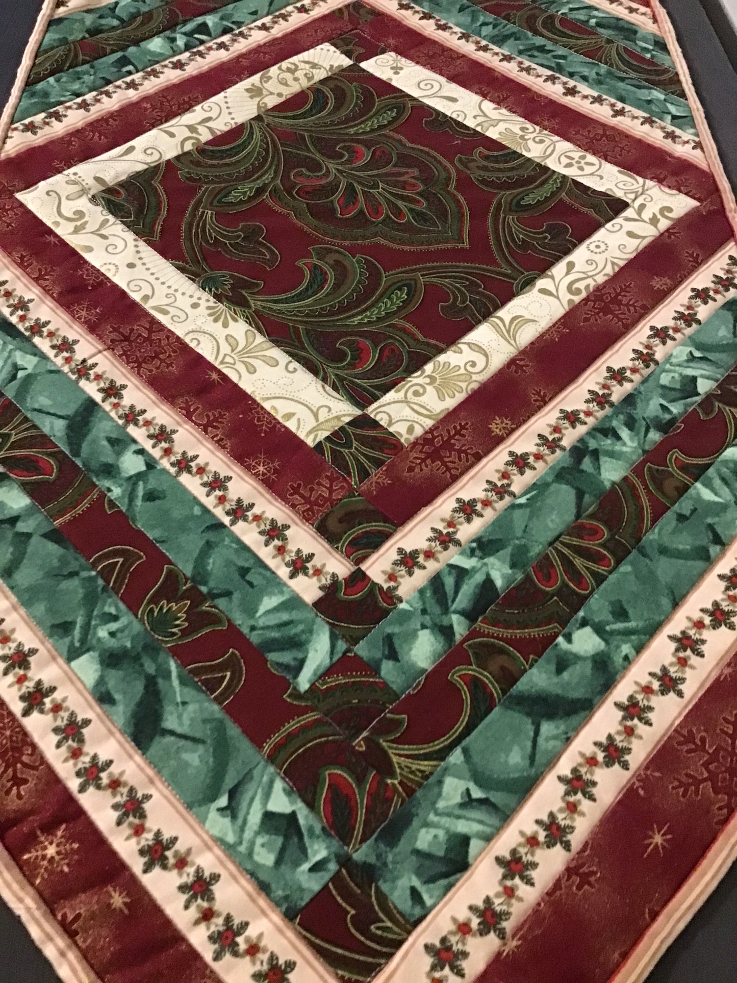 Quilted Table Runners - Christmas Reds & Greens -Green Back