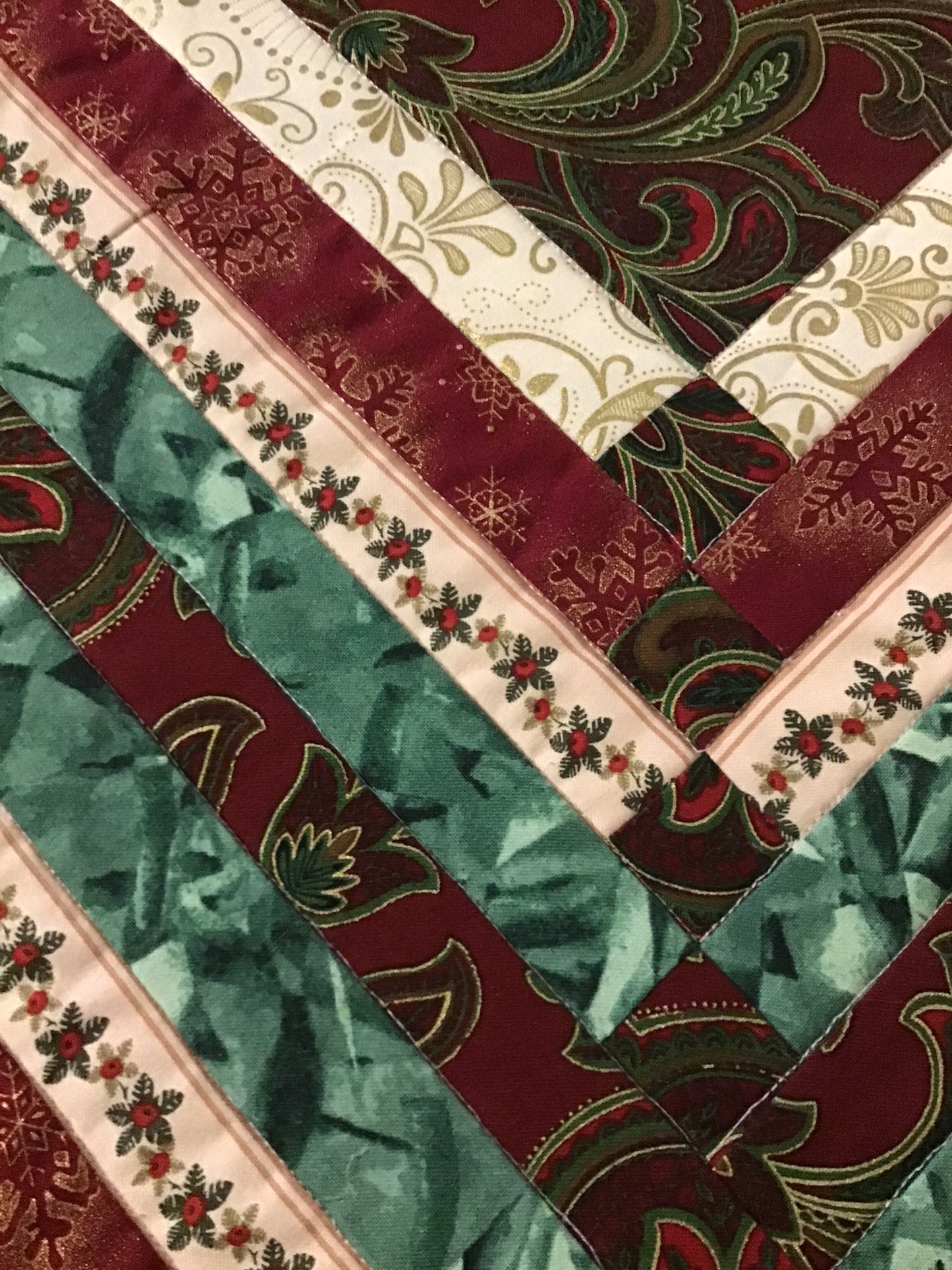 Quilted Table Runners - Christmas Reds & Greens -Green Back