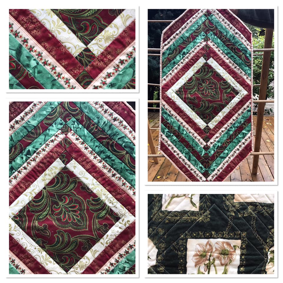 Quilted Table Runners - Christmas Reds & Greens -Green Back