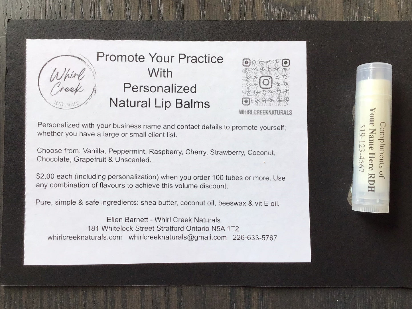 100 Lip Balm Tubes - Personalized to Promote Your Practice