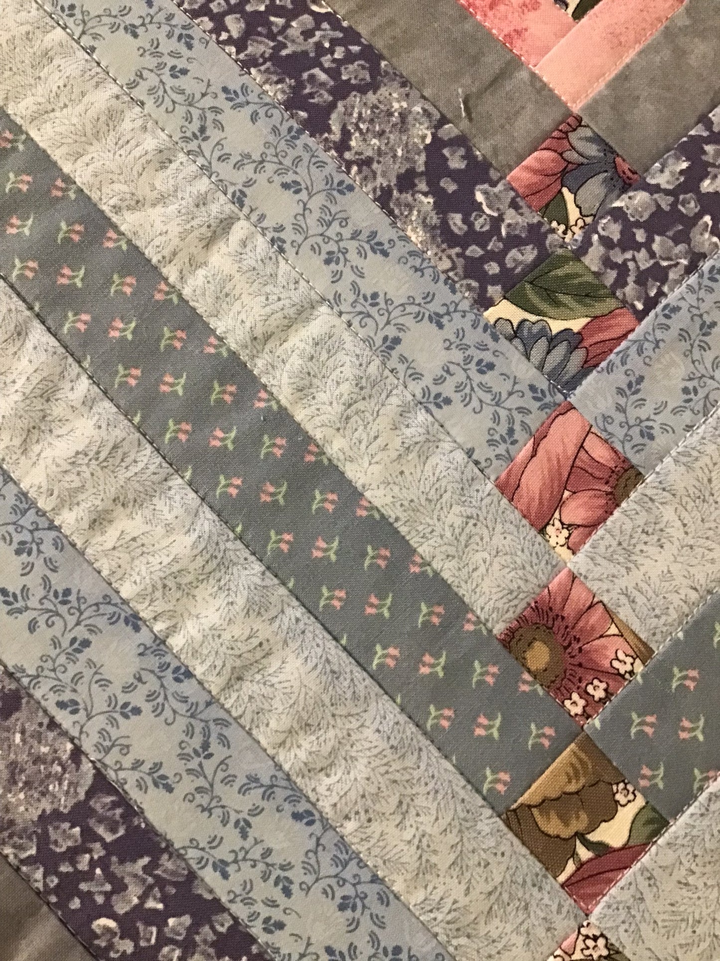 Quilted Table Runner - Blues & Pink Accent