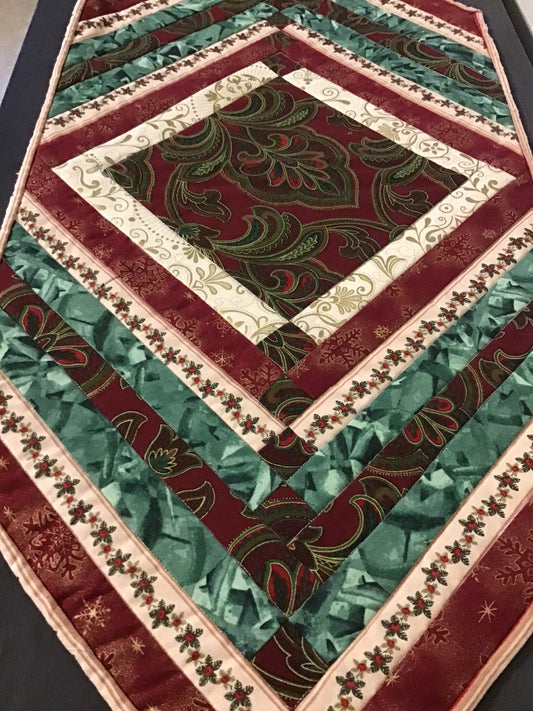 Quilted Table Runners - Christmas Reds & Greens -Green Back