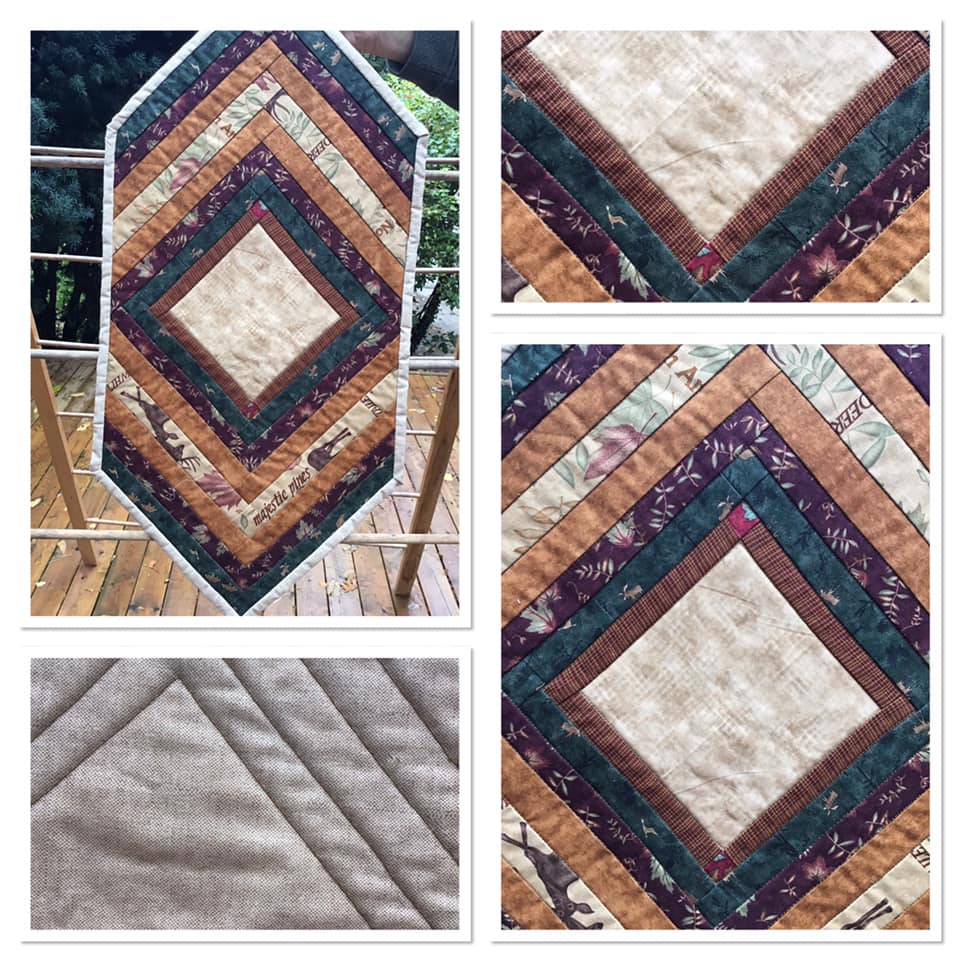 Quilted Table Runner 26 - Browns & Beige